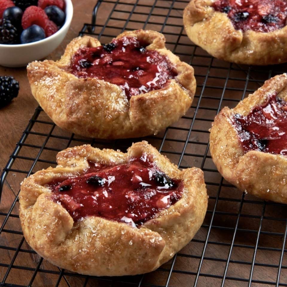 Berry tart, heated and ready to eat